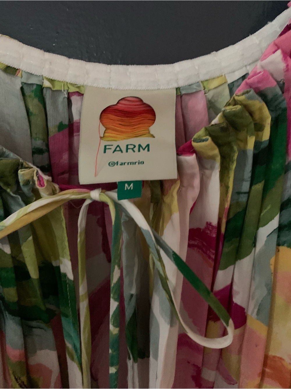 FARM Rio Tropical Pained Floral Puff-Sleeve Maxi Dress in Pink, Green & Yellow - Picture 7 of 8